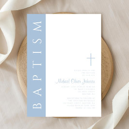 Baptism i Modern Elegant Blue Script Kor Inbjudningar