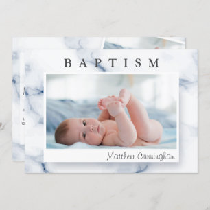 Baptism i modern marmor inbjudningar