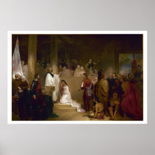 Baptism i Pocahontas Vintage Art Print Poster