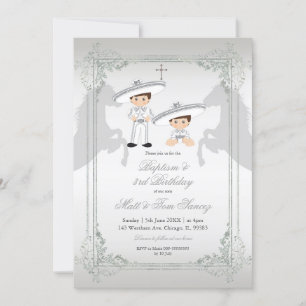 Baptism i Silver och tredje födelsedag i Mexikansk Inbjudningar