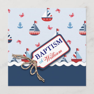 Baptism i sjöbåtar Anchor Crabs Inbjudningar