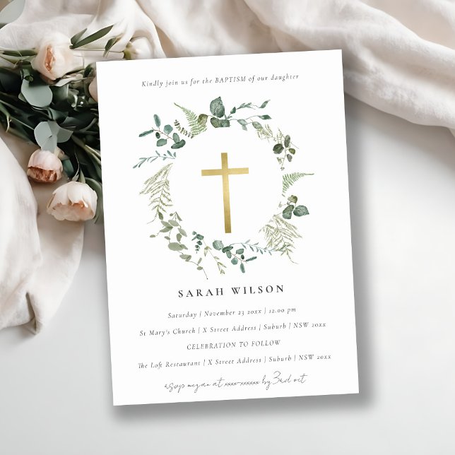 Baptism i utandningsluften Guld i Kor Inbjudningar (Skapare uppladdad)
