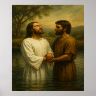 Baptism i utskriften av Jesus™ LDS Wall Art Poster