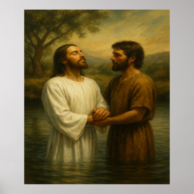 Baptism i utskriften av Jesus™ LDS Wall Art Poster (Framsidan)