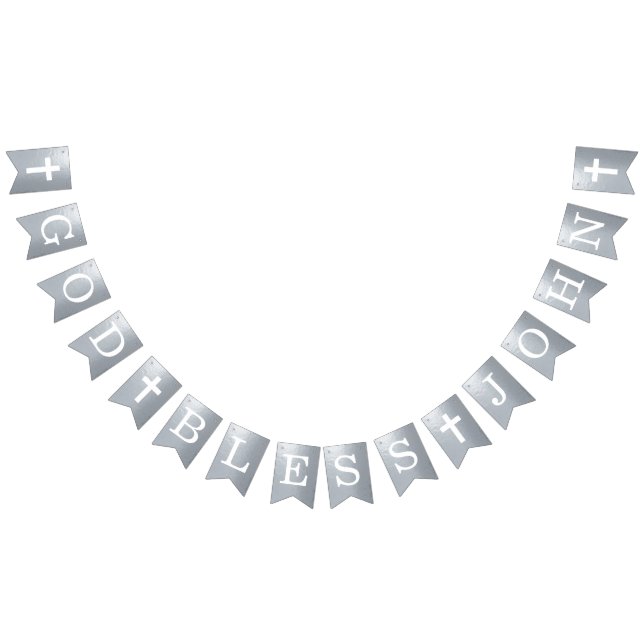 Baptism i välsigna dig 4 Brev Namn-Silver Vimplar (Alla)