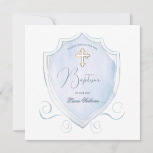 Baptism i Vapenskölden elegant Light Watercolor Inbjudningar
