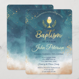 Baptism i vattenfärgsfärg Paint Stänk Inbjudningar