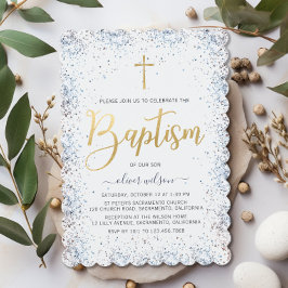 Baptism i vattentorg och Guld Inbjudningar