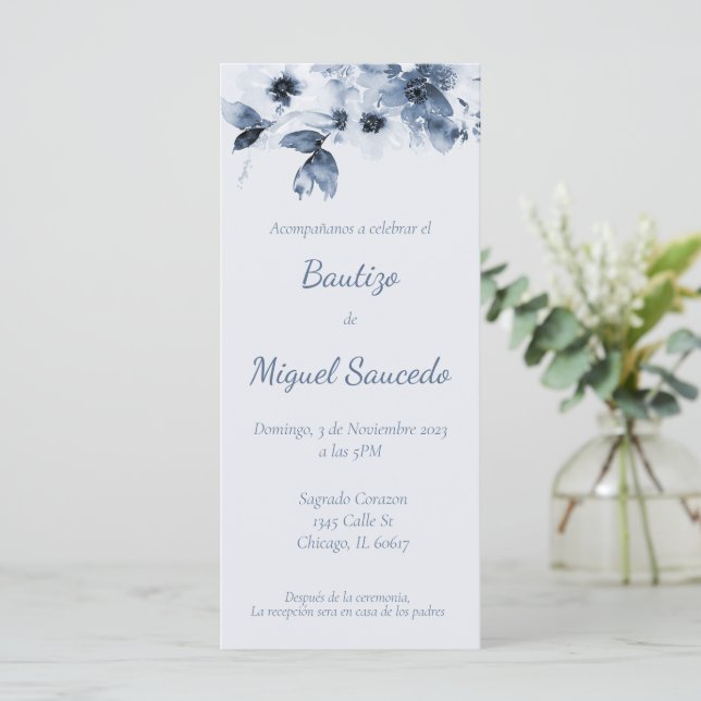 Baptism inbjudan,Bautizo para niño Meny (Stående Fram)