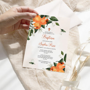Baptism-inbjudan för Blommigt av bibliotek och Ora Inbjudningar