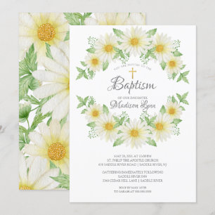 Baptism-inbjudan för Blommigt av vattenfärgsfärg D Inbjudningar