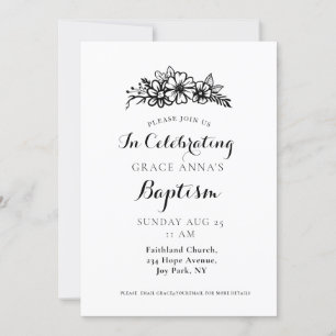 Baptism-inbjudan för Vuxen av blommigt Inbjudningar
