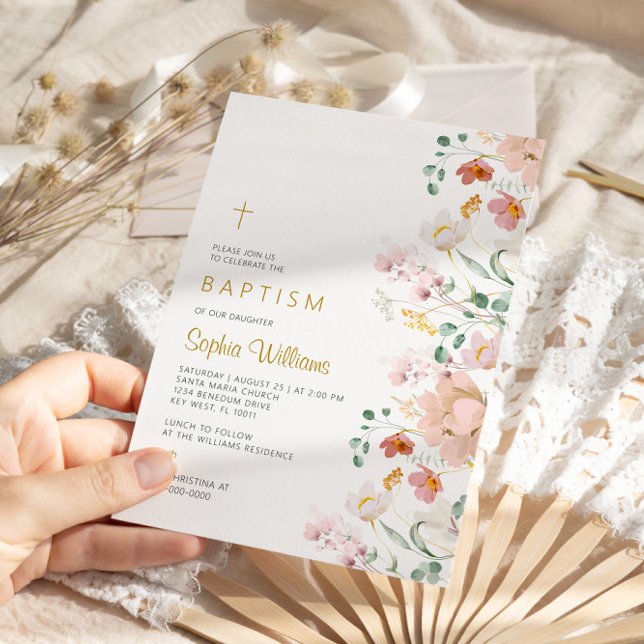 Baptism-inbjudan för Wildblommor Inbjudningar (Skapare uppladdad)