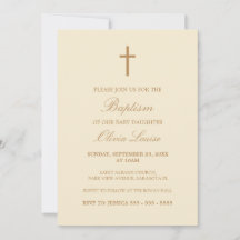 Baptism-inbjudan till Beige Script Elegant Cream B