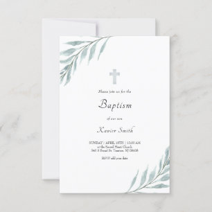 Baptism - inbjudan till bladvattenfärgsfärg