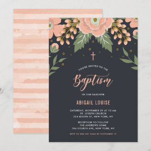 Baptism-inbjudan till Blommigt för honungsblommor Inbjudningar