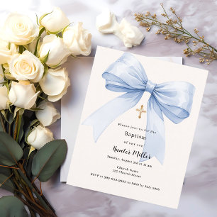 Baptism - inbjudan till Blue bow kräm
