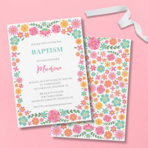 Baptism-inbjudan till cute-blommor
