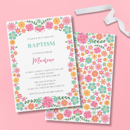 Baptism-inbjudan till cute-blommor inbjudningar