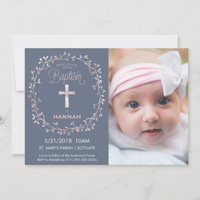 Baptism, inbjudan till julfoto - Flicka (Framsida)