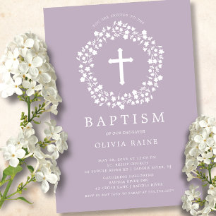 Baptism-inbjudan till Lavender Blommigt Girls Inbjudningar
