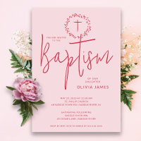 Baptism-inbjudan till Petal Rosa Girls Baptism