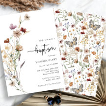 Baptism-inbjudan till Wildblomma Baby