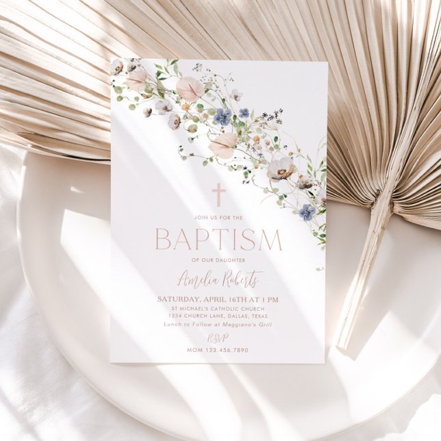 Baptism-inbjudan till Wildbloms Blommigt Inbjudningar (Skapare uppladdad)