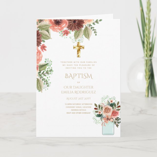 BAPTISM-inbjudningar på 4 Blommigtar - program (Framsida)