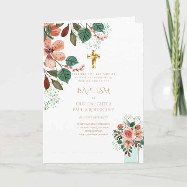 BAPTISM-inbjudningar på 4 Blommigtar - program (Framsida)