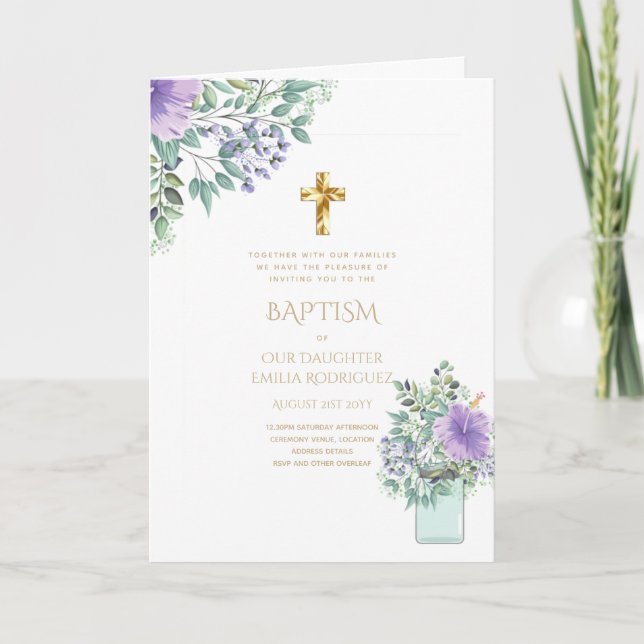 BAPTISM-inbjudningar på 4 Blommigtar - program (Framsida)
