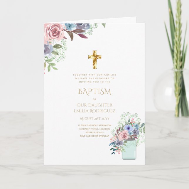 BAPTISM-inbjudningar på 4 Blommigtar - program (Framsida)