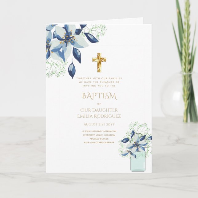 BAPTISM-inbjudningar på 4 Blommigtar - program (Framsida)