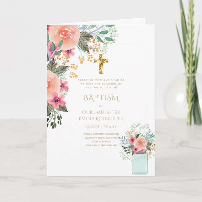 BAPTISM-inbjudningar på 4 Blommigtar - program (Framsida)