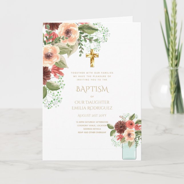 BAPTISM-inbjudningar på 4 Blommigtar - program (Framsida)