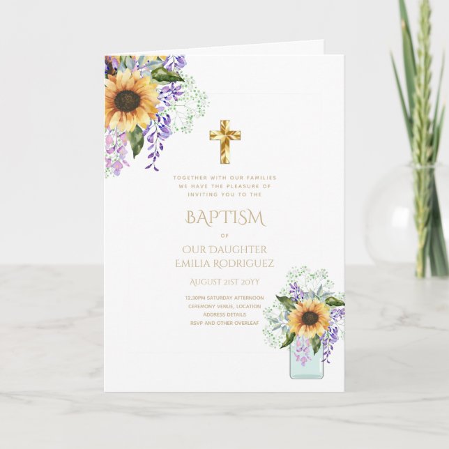 BAPTISM-inbjudningar på 4 Blommigtar - program (Framsida)