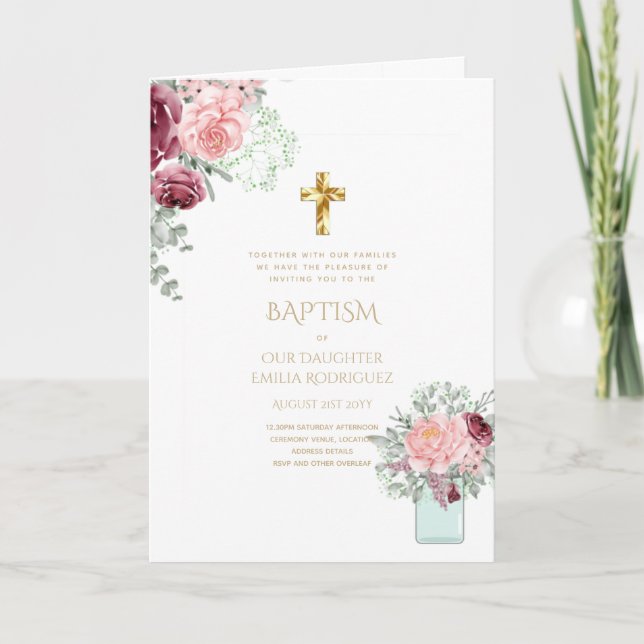BAPTISM-inbjudningar på 4 Blommigtar - program (Framsida)