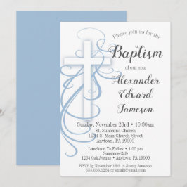 Baptism-inbjudningsorgan för vit blå bläckstråle K Inbjudningar