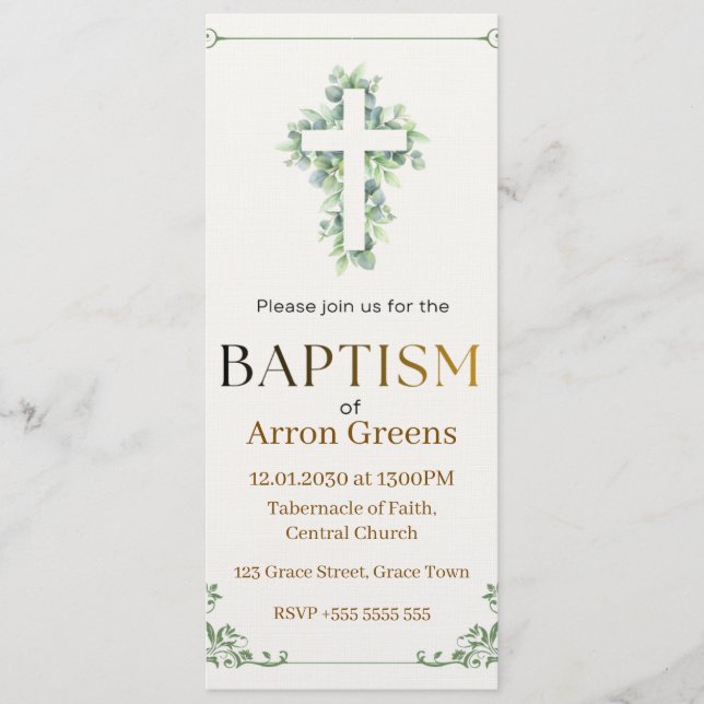 Baptism Invitation | Simple and Elegant Christian  Inbjudningar (Framsida)