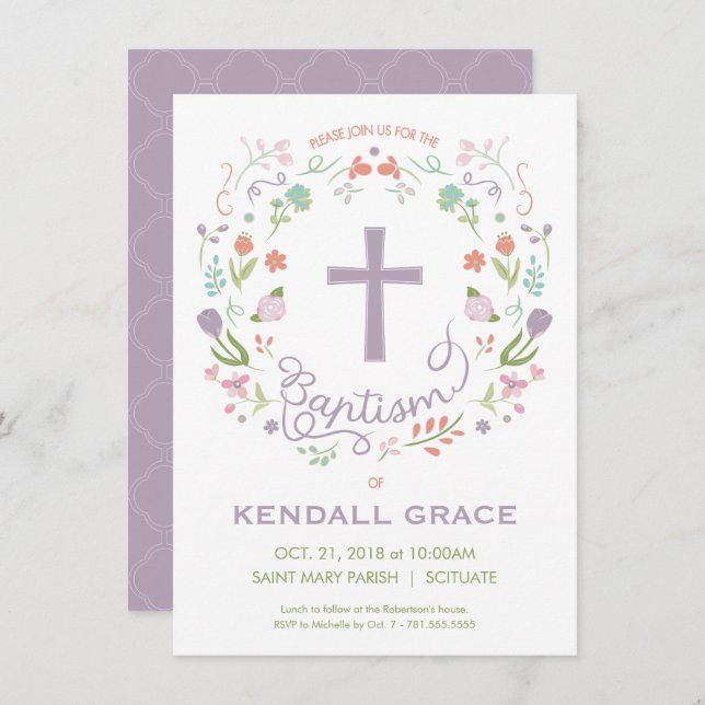 Baptism, julklappsinbjudan till flicka - Anpassnin Inbjudningar (Fram/baksida)