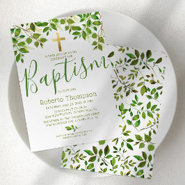Baptism Kön Neutral Botanical Christening Inbjudningar