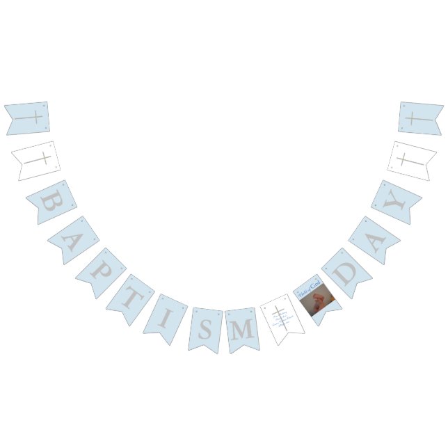 Baptism Kor Blue White Photo Bunting Banner Vimplar (Alla)
