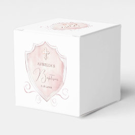 Baptism-kub för elegant Rosa Vapensköld vattenfärg Presentaskar