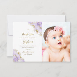 Baptism lavender bläck tackkort inbjudningar