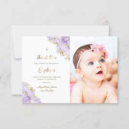 Baptism lavender bläck tackkort inbjudningar