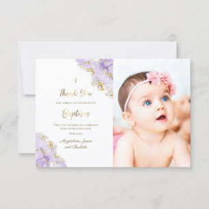 Baptism lavender bläck tackkort inbjudningar