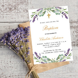 Baptism lavender violet blommigt eucalyptus lyxury inbjudningar