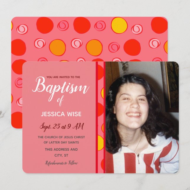 Baptism LDS-cirklar för geometrisk Roligt för flic Inbjudningar (Fram/baksida)