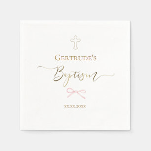 Baptism liten rosa båge pappersservett