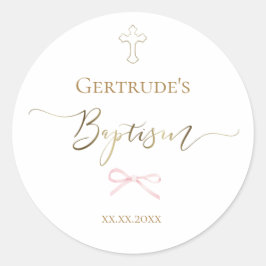 Baptism liten rosa båge runt klistermärke